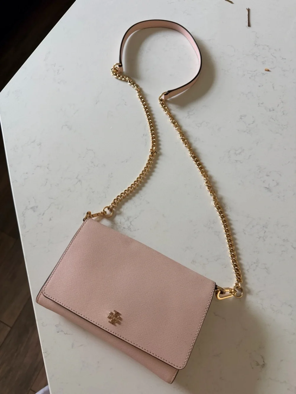 Tory Burch Blush Pink Crossbody with Gold Chain - Picture 1 of 7